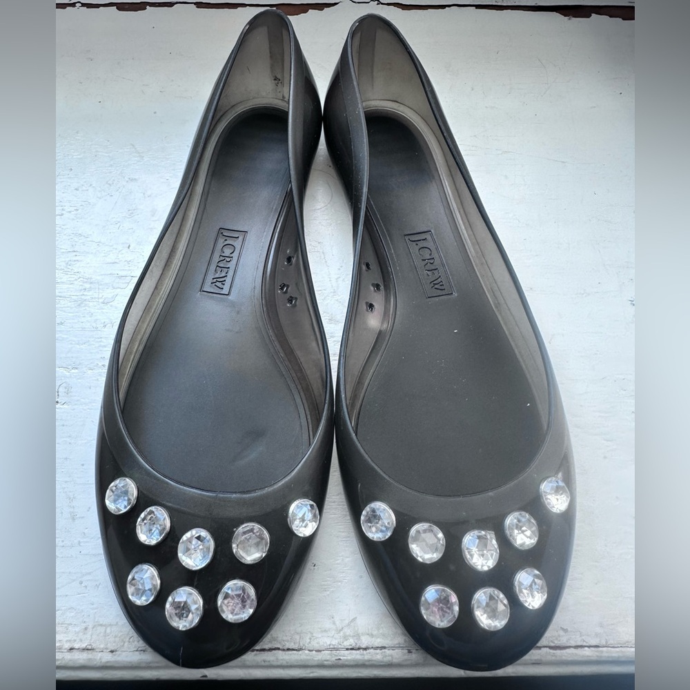J. Crew Jelly Ballet Flats with Crystal Embellishments
